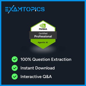 May include: A digital graphic with the text "EXAMTOPICS" in blue. It features a green and black NVIDIA Certified Professional badge and lists "100% Question Extraction", "Instant Download", and "Interactive Q&A".
