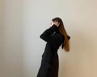 Vintage Cop Copine Wool Coat With Hood – Dark Academia Gothic