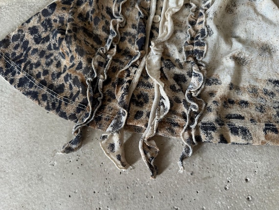 Y2K Leopard Mesh Ruffle Blouse | Sheer Fairy Grun… - image 5