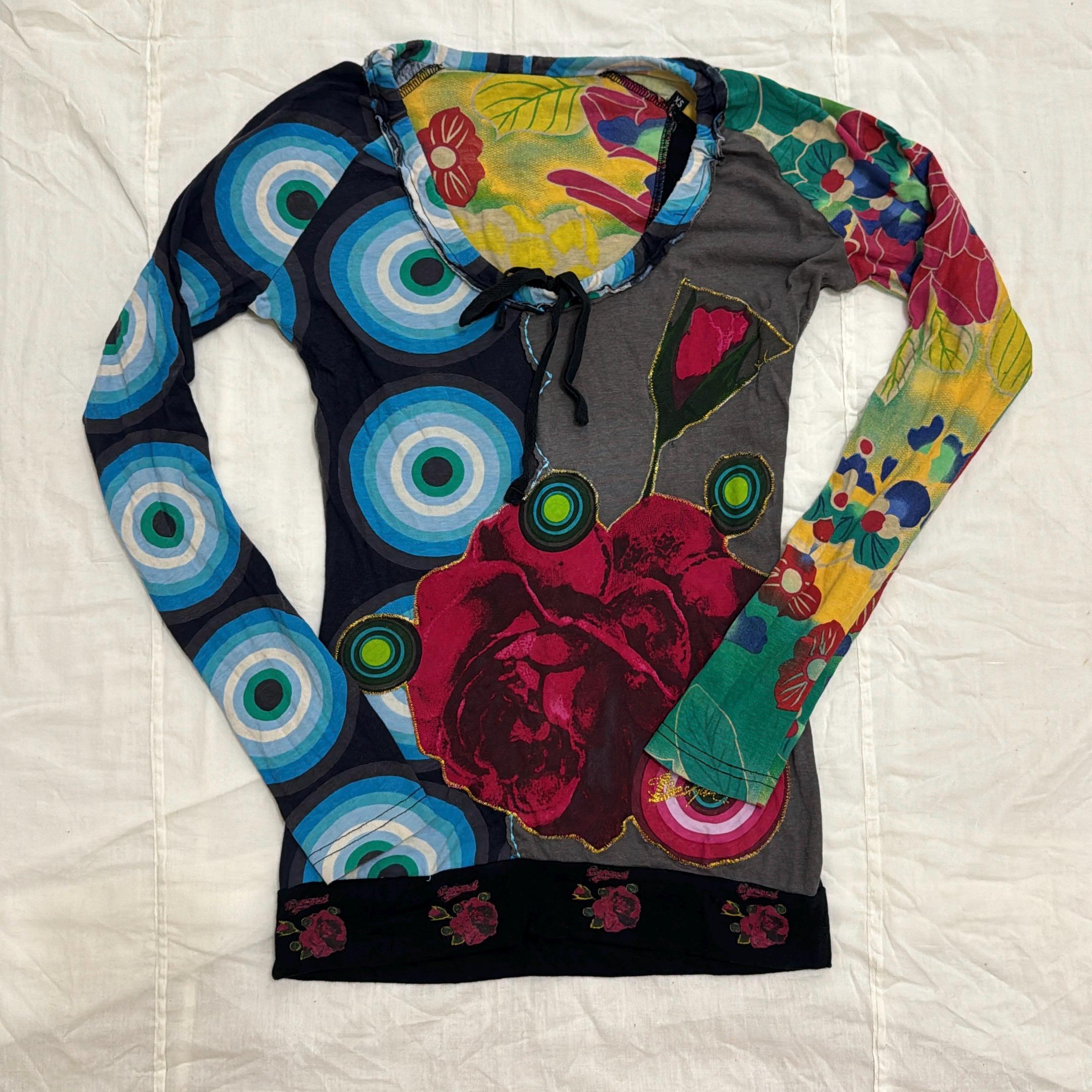 Desigual Y2K Patchwork Top – XS Boho Floral Art Print Shirt - Etsy 