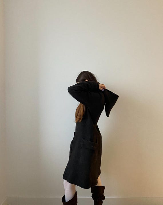 Vintage Cop Copine Wool Coat With Hood – Dark Academia Gothic