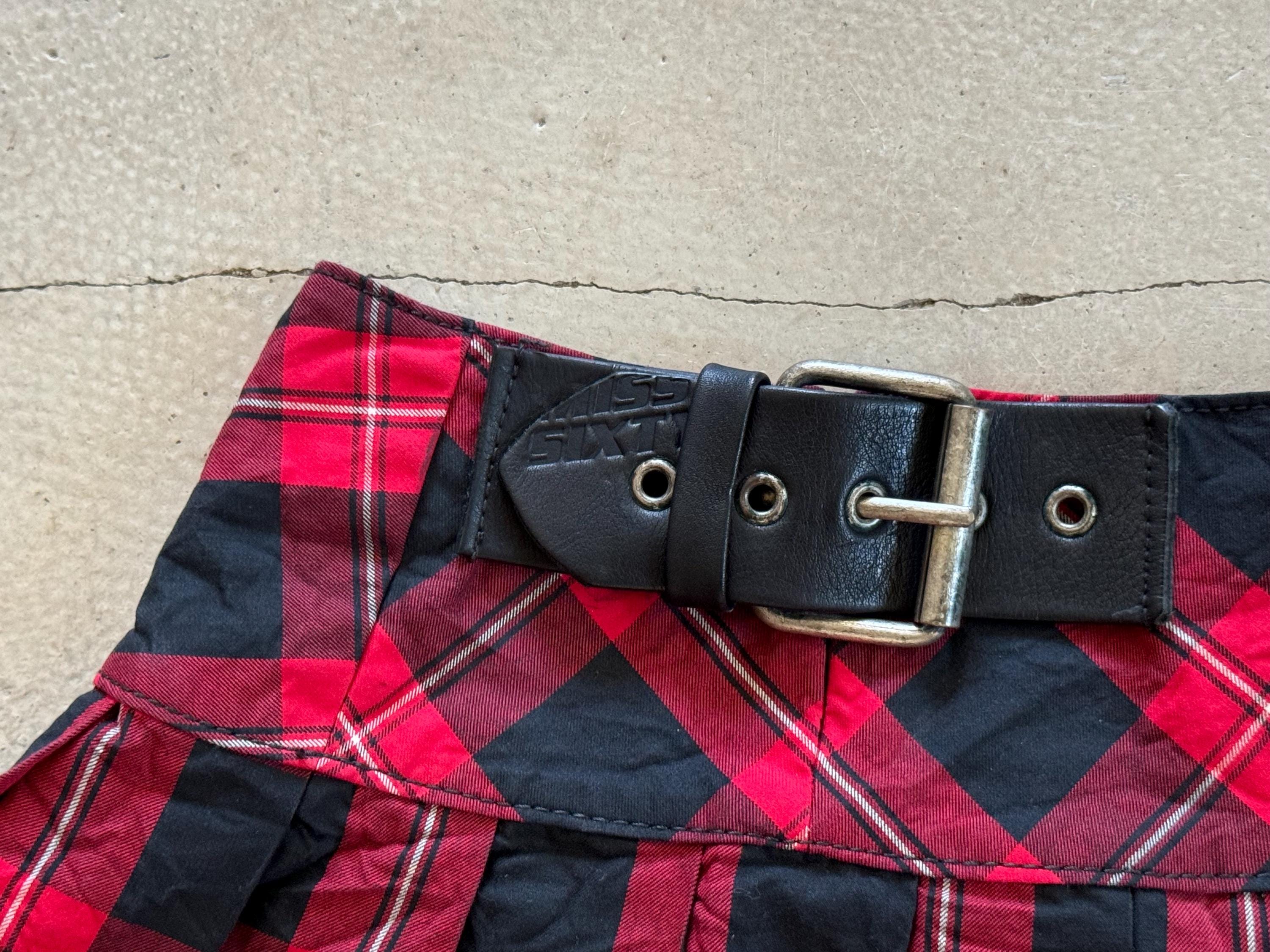 Y2K Plaid Mini Skirt: Miss Sixty Vintage Punk Style With Belt - Etsy