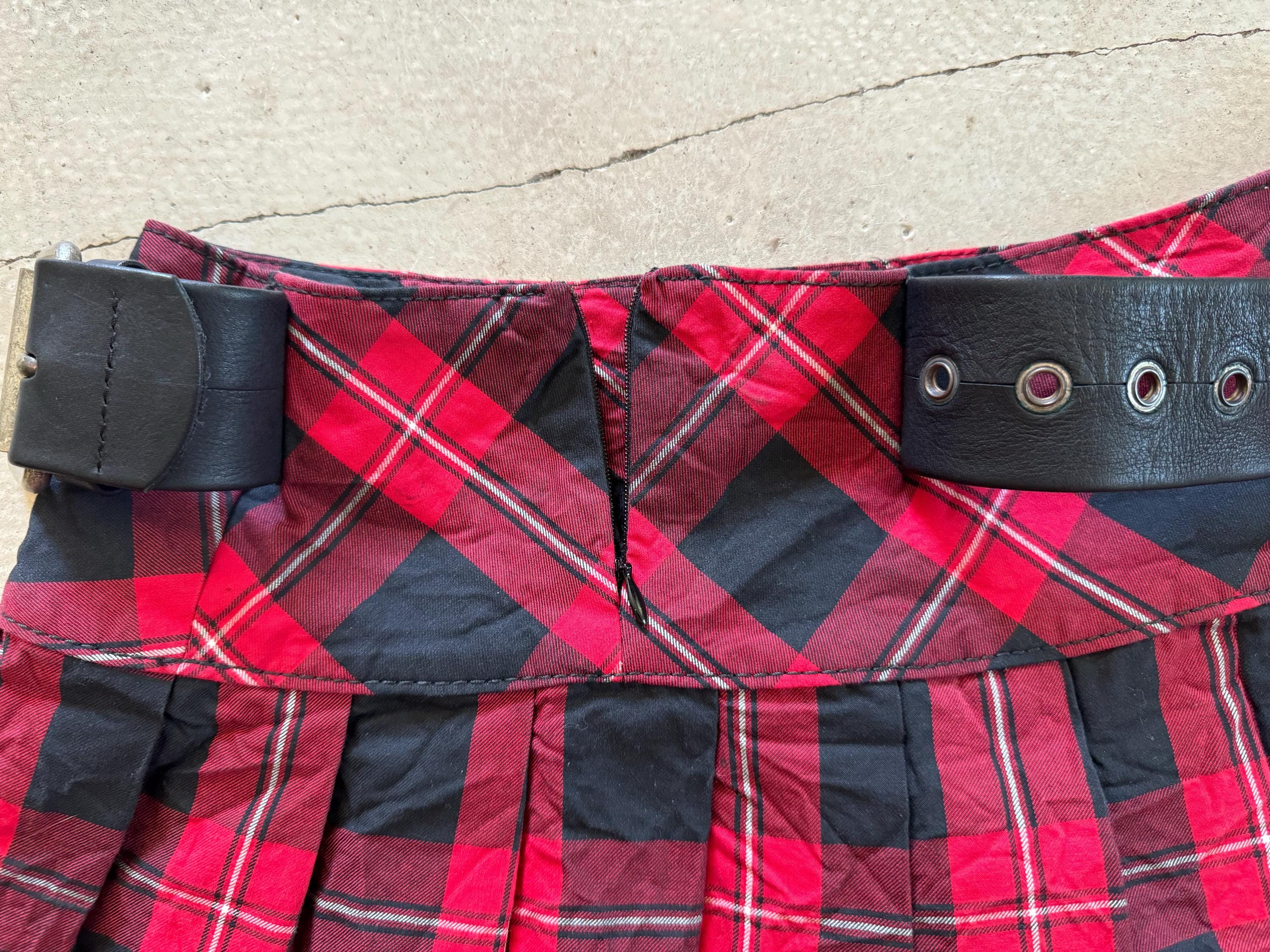 Y2K Plaid Mini Skirt: Miss Sixty Vintage Punk Style With Belt - Etsy