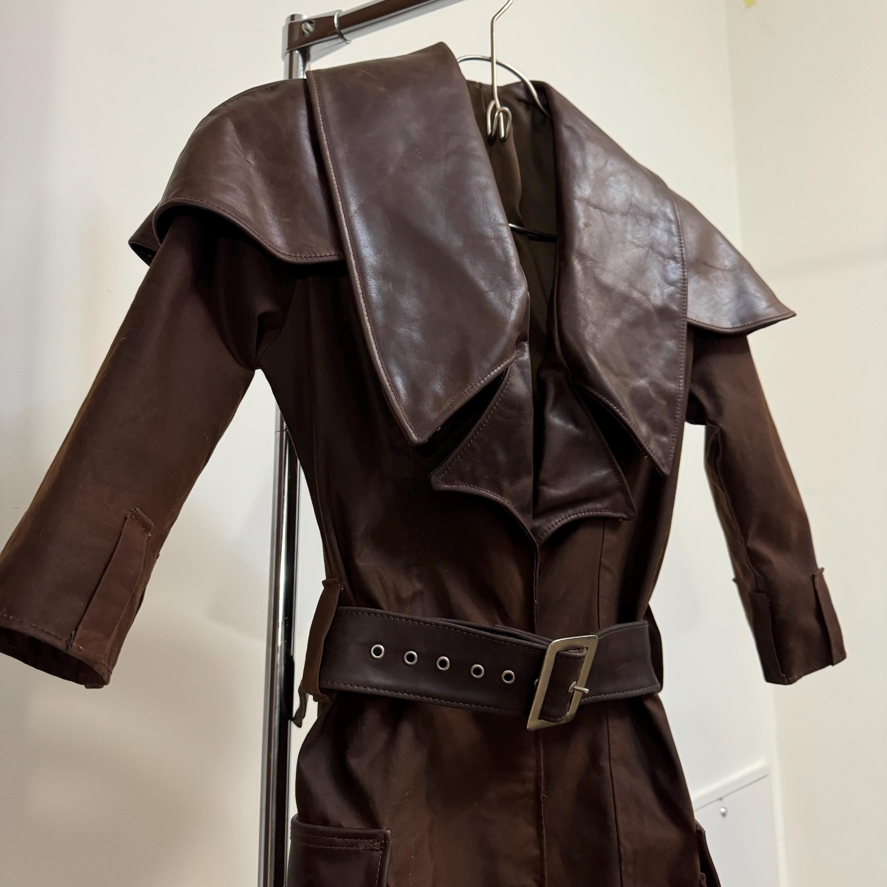Steampunk Distressed Leather Trench Coat – Gothic Belted Jacket - Etsy