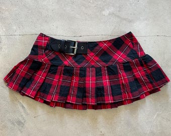Y2K Plaid Mini Skirt: Miss Sixty Vintage Punk Style with Belt
