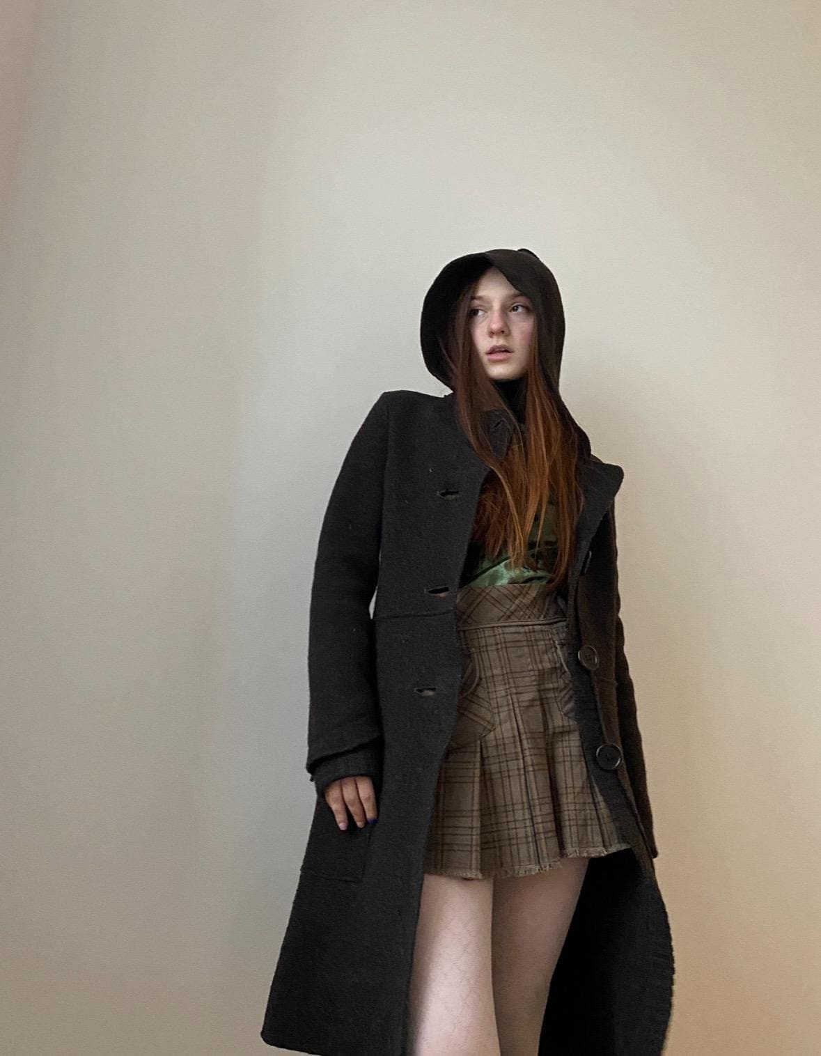 Vintage Cop Copine Wool Coat With Hood – Dark Academia Gothic