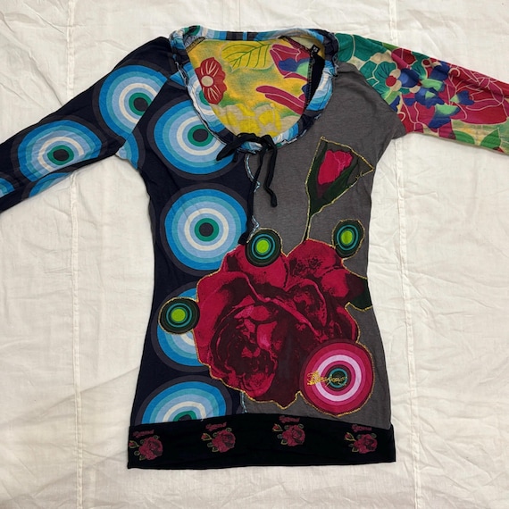 Desigual Y2K Patchwork Top – XS Boho Floral Art Print Shirt - Etsy 