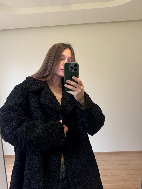 Vintage Genuine Black Karakul Sheep Fur RARE Vintage Women main image 3