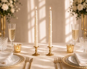 Hochzeit Stabkerzen Beige Perle | Neutrale Hochzeitsdekor | Romantische Tischdekoration | Luxus Brautparty Kerzen