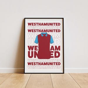 West Ham Shirt Print, West Ham Gifts, West Ham United Poster, West Ham Print, West Ham FC Poster, West Ham Fan Gifts, West Ham Retro, WHUFC