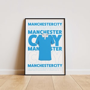 Man City Shirt Print, Man City Gifts, Man City Poster, Man City Print, Man City Fan Gifts, Man City Retro, Manchester City FC
