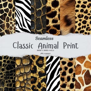12 Seamless Classic Animal Print Digital Paper – Instant Download