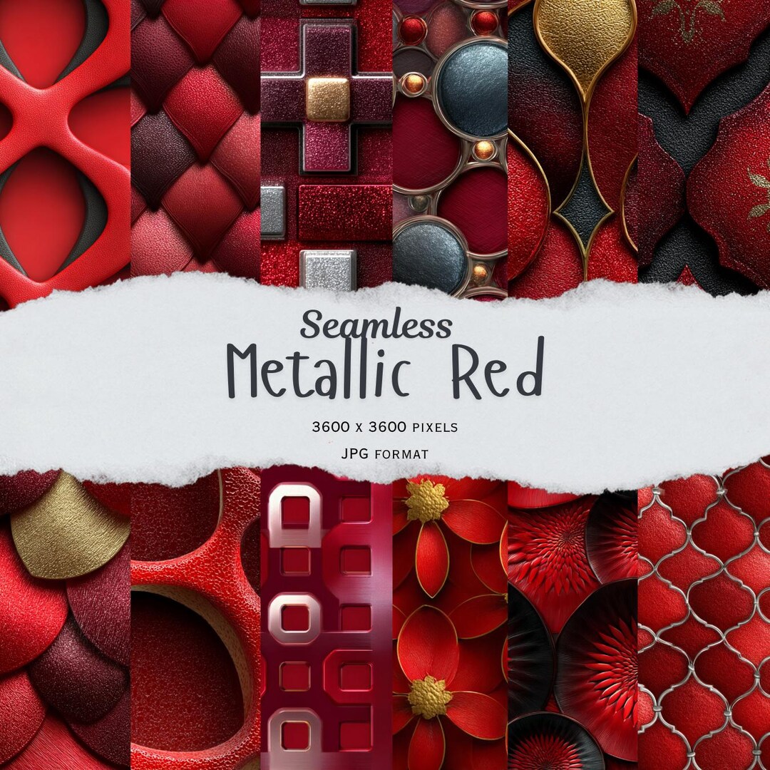 Metallic Red Digital Paper: Seamless Luxury Textures (3600x3600 JPG) - Etsy