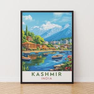 Poster di viaggio del Kashmir - Paesaggi sereni e bellezza dell'Himalaya - Arte murale
