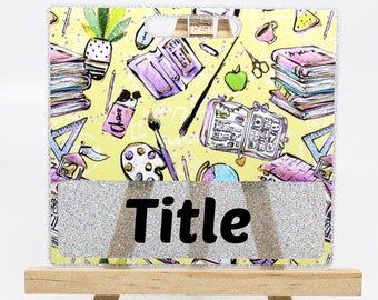 School Supplies Books Badge Buddy Yellow - Customizable Acrylic Position Card - Nurse Doctor Technician