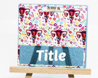 Custom Badge Buddy, Floral Uterus Badge, Acrylic Position Card, Nurse Doctor Technician, ID Badge, Badge Identifier