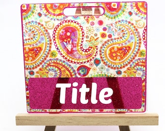 Bright Paisley Badge Buddy - Customizable Acrylic Position Card - Nurse Doctor Technician - Red White Blue