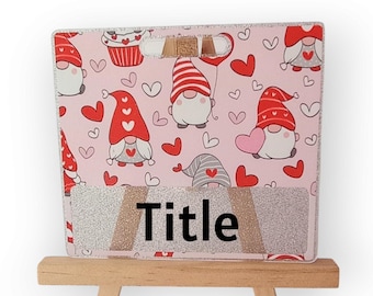 Heart Gnome Badge Buddy: Customizable Glitter Acrylic Position Card