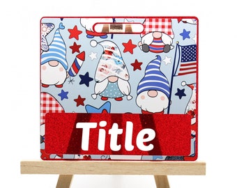 Patriotic Gnome Badge Buddy: Customizable Acrylic Card
