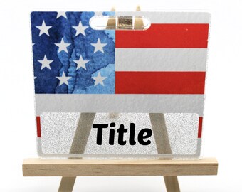 Custom USA Flag Badge Buddy: Glitter Acrylic ID Card