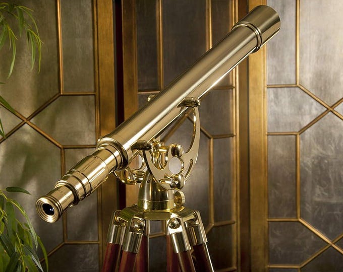 Antique Style Brass Floor Telescope 39" Nautical Décor on Wooden Tripod Handmade Gift for Office & Home | Antique Luxury Gift