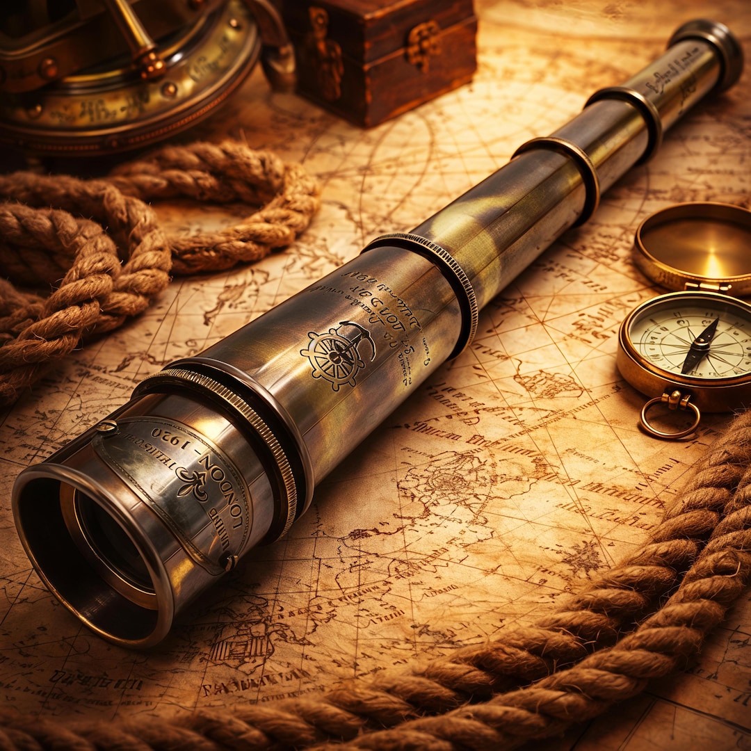 Monoculaire Rétractable Vintage – Laiton, Réglage Push-pull, 30.5 Cm, Pour Navigation, Pirate, Collection