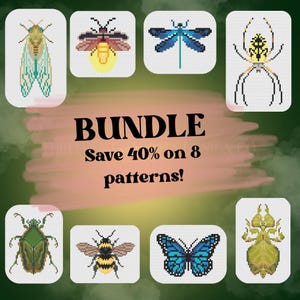 Cross-Stitch Bundle – EIGHT bug patterns for 40% off - beginner friendly!
