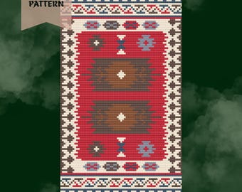 Cross-stitch PDF Pattern - Tiny Rug for Dollhouse - Instant Download PDF & Patternkeeper
