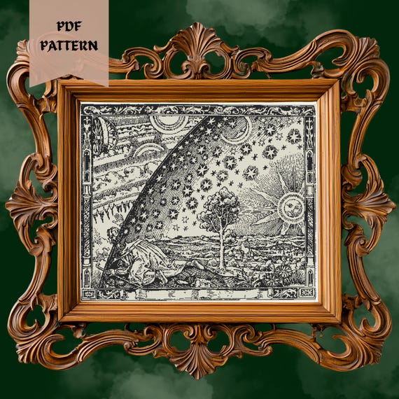 When Earth Meets Sky - Blackwork Cross-stitch PDF Pattern - Compatible with Pattern Keeper