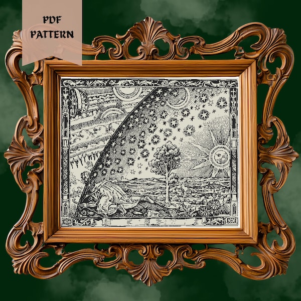 When Earth Meets Sky - Blackwork Cross-stitch PDF Pattern - Compatible with Pattern Keeper