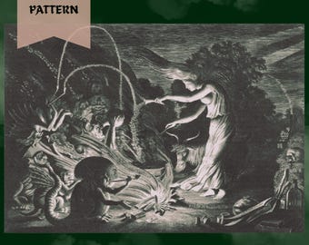The Sorceress (1626) - cross-stitch PDF pattern - compatible with Pattern Keeper - medieval, witchy, gothic