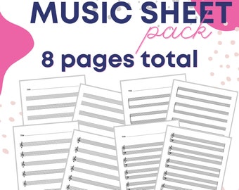 Sheet Music Printable Pack, Piano staff, Guitar and General Music Composition Writing Paper, Blank Music Printable, Music Teacher Supply