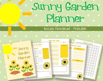Sunny Garden Planner - Design Outdoor Planting Space - Printable - Harvest Flowers Vegetables Fruits