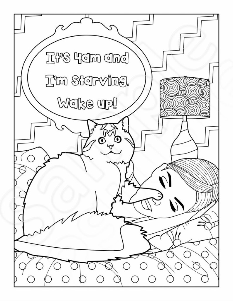 Funny Cat Adult Coloring Page Coloring Pages