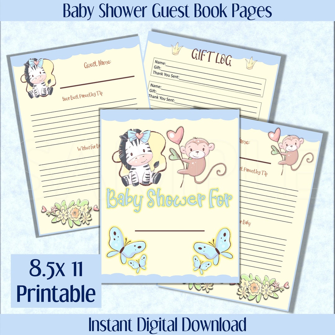 Baby Shower Guest Book Printable Page Inserts 2 Guest Page Layouts Gift ...