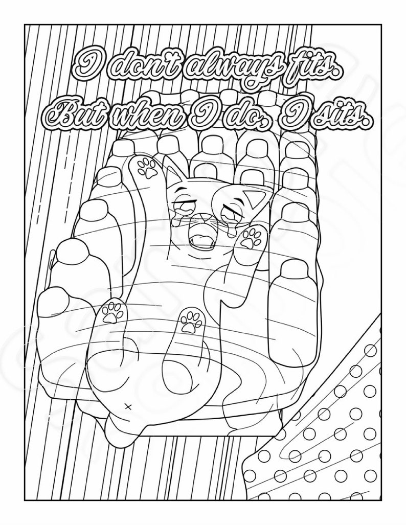 11 Funny Cats & Sleeping Adult Coloring Pages Unique Etsy