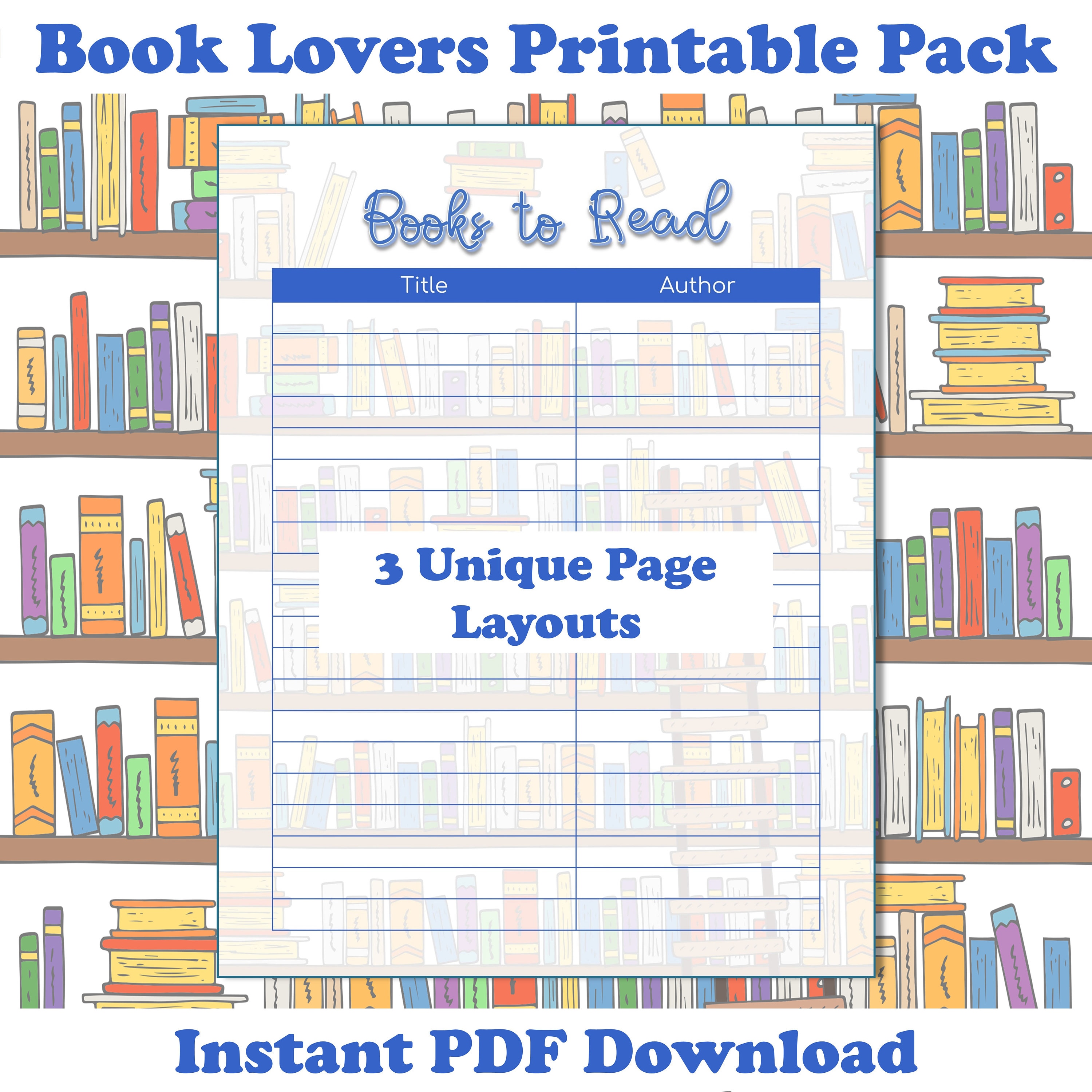 Book Lovers Printable Pack, 3 Pages Book Review Books to Read Book Read, Great Gift for All the ...