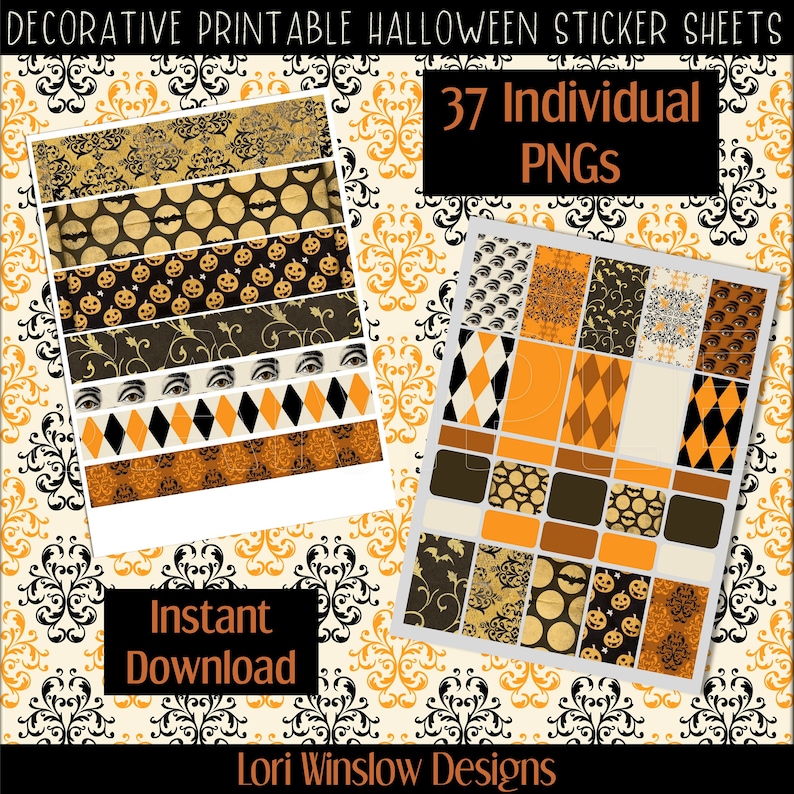 Vintage Halloween Printable Planner Sticker Set Instant - Etsy Australia