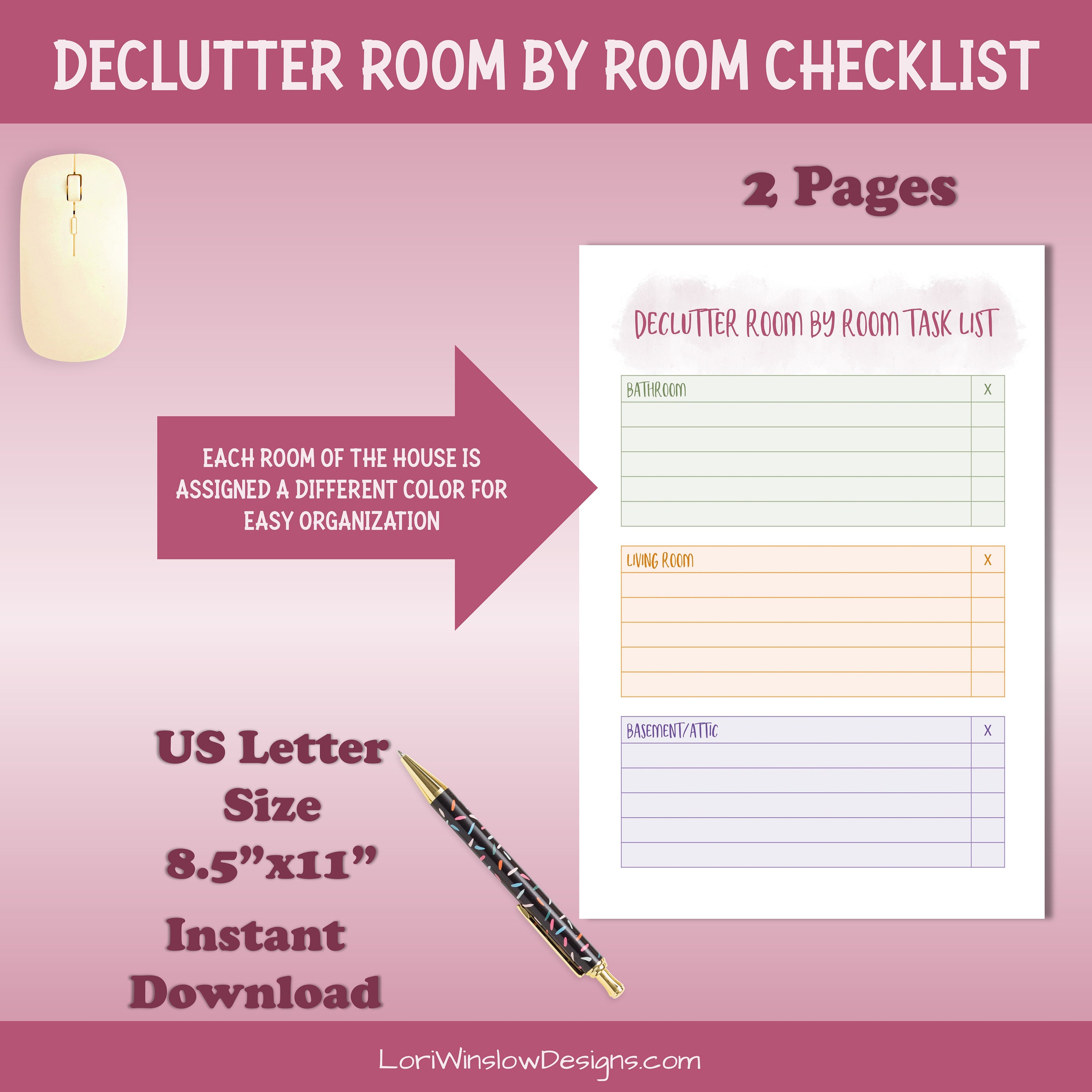 Room by Room Home Decluttering Checklist Printable Instant - Etsy