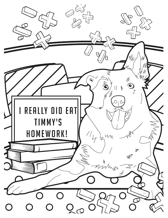 Cute Corgi Adult Coloring Book Page Printable Instant Download 