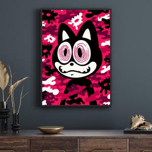 Trippy Cat Art Print: Felix Bape Style Pop Art (Digital Download 18x24 inches PNGs)
