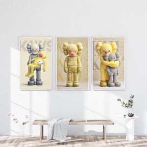 Hypebeast Yellow Kaws Poster Set: Minimalist Room Decor (Digital Download)