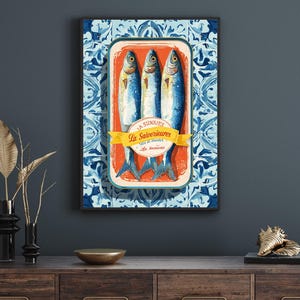 Vintage Sardine Tin Poster: Retro Kitchen Wall Art (Digital Download)