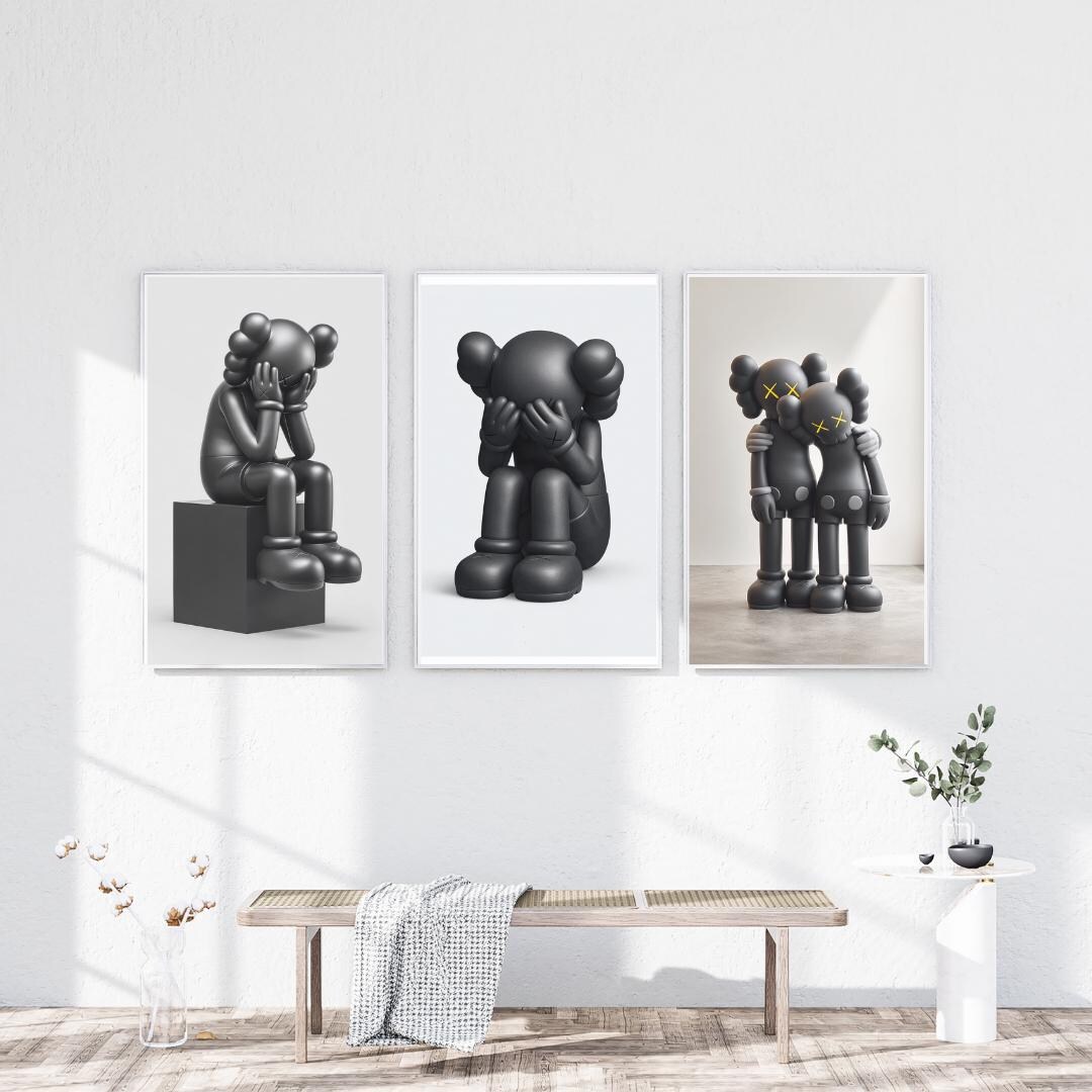 KAWS Figure Poster Set of 3: Minimalist Hypebeast Graffiti Art (digital ...