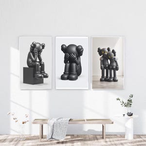 KAWS Poster Set of 3, Printables Minimalist Hypebeast Kaws Figure Poster, Kaws Poster Print, Kaws Wall Art, Graffiti Kaws Digital Download