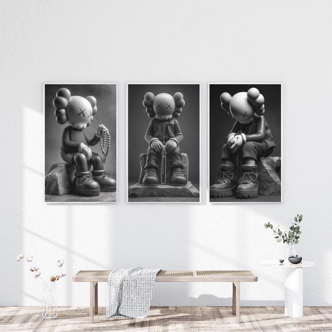 Christian Hypebeast Figure Poster Set ,set of 3,printable KAWS Graffiti ...