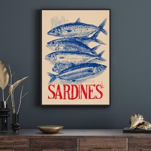 Vintage Sardine Tin Poster: Retro Kitchen Wall Art (Digital Download)