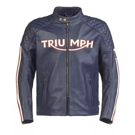 Herren Triumph Braddan Air Racer Motorrad Racing Lederjacke Biker