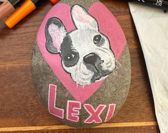 Custom painted pet portrait rocks