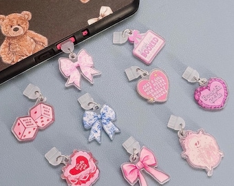 Pink Bow Kindle Dust Plug Charm | Bookish USB-C Accessory (Acrylic)